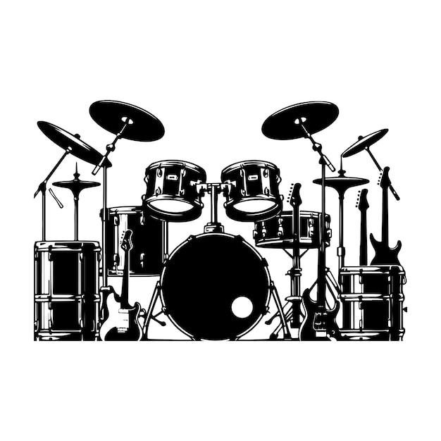 Vector drums silhouette vector illustration