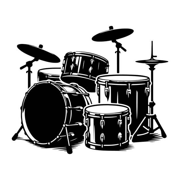 Vector drums silhouette vector illustration