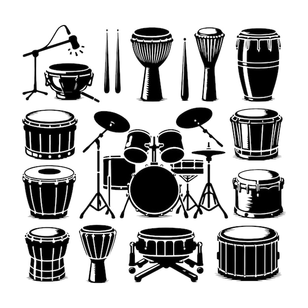 Vector drums silhouette vector illustration