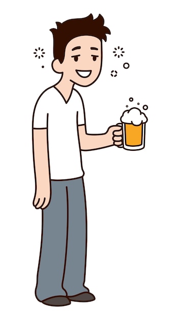 Drunk cartoon guy with beer