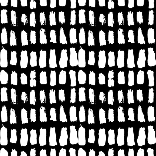 Dry brush lines seamless vector black and white pattern