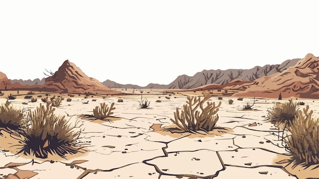 Vector dry desert background mixed media handdrawn vector