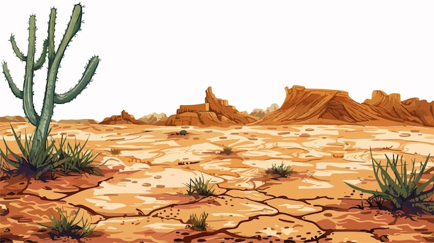 Dry Desert Background Mixed Media Handdrawn Vector