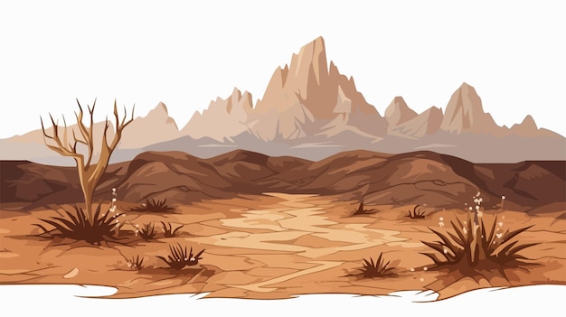 Vector dry desert land and dehydrated mountain soil