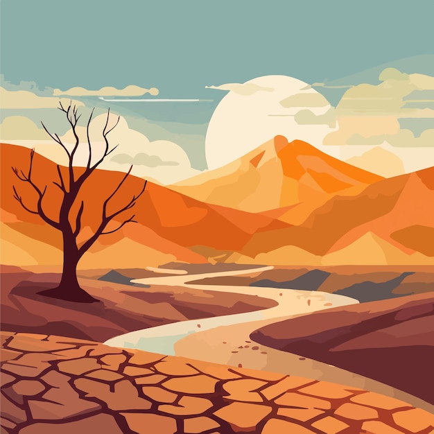 Vector dry earth due to global warming and environment issues