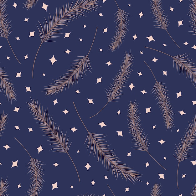 Dry palm leaves seamless pattern