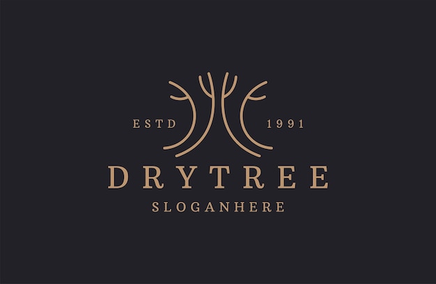 dry tree logo design dry season with logo line art