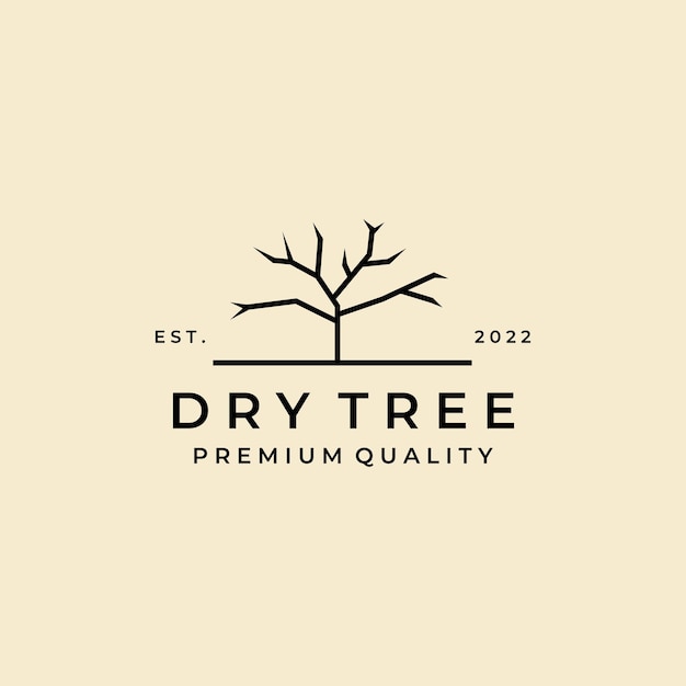 Dry tree logo line art vector design template