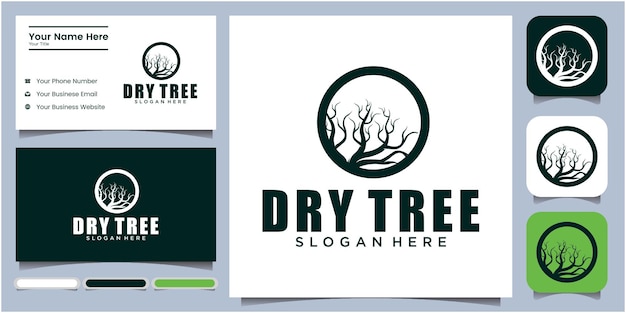 Dry tree logo tropical season nature logo symbol forest tree logo design vector