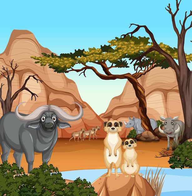 Dryland forest with animals