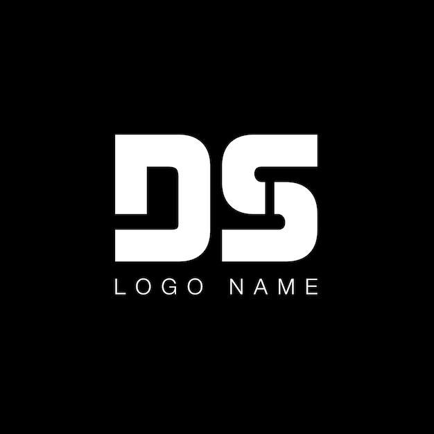 Vector ds letter modern logo in black and white color