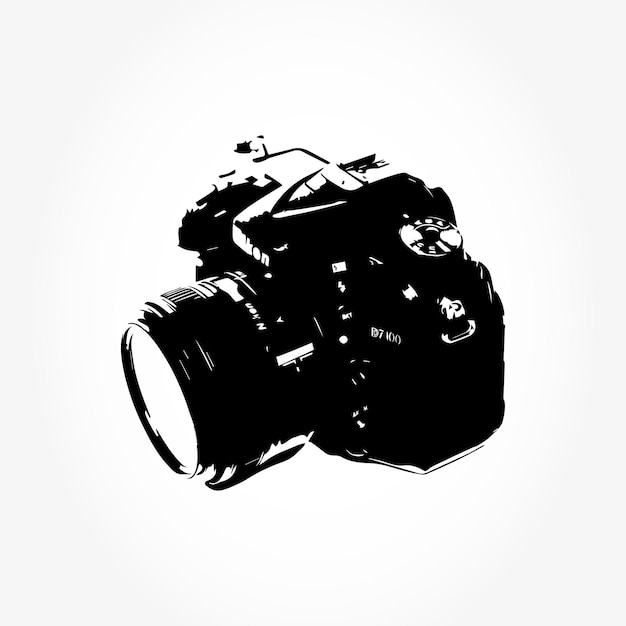 Vector dslr photography digital camera icon black and white vector illustration design