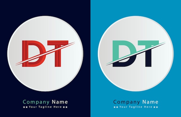 Vector dt letter colorful logo in the circle vector logo illustration