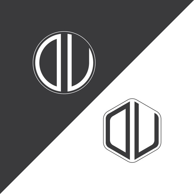 Vector du initial monogram logo with circle and polygon shape creative logo design