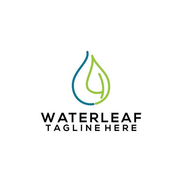 Dual meaning logo concept of water and leaf isolated in white background