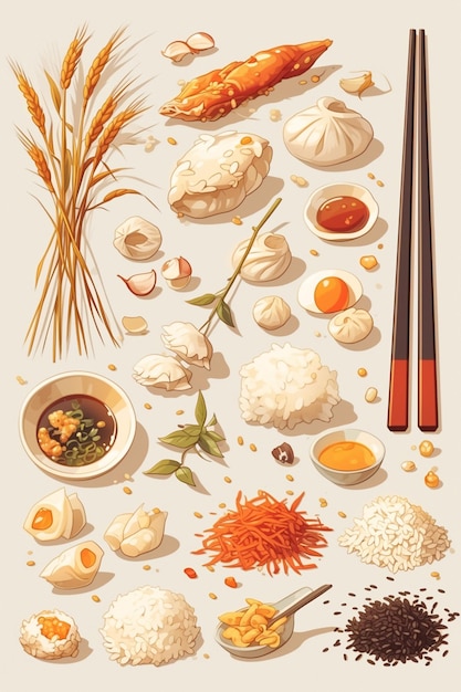 Duanwu Festival rice dumplings and ingredients