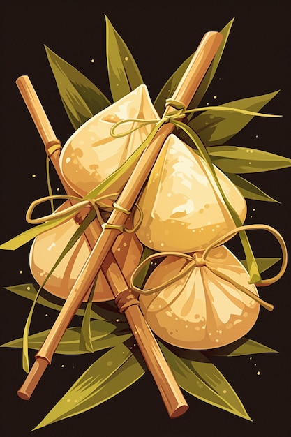 Duanwu Festival zongzi wrapped in bamboo leaves