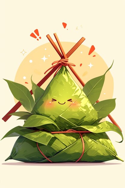 Vector duanwu festival zongzi wrapped in bamboo leaves