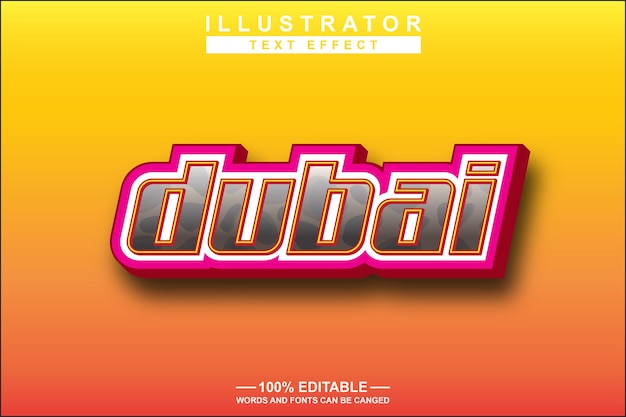 dubai 3d text effect editable