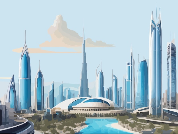 Dubai city background illustration