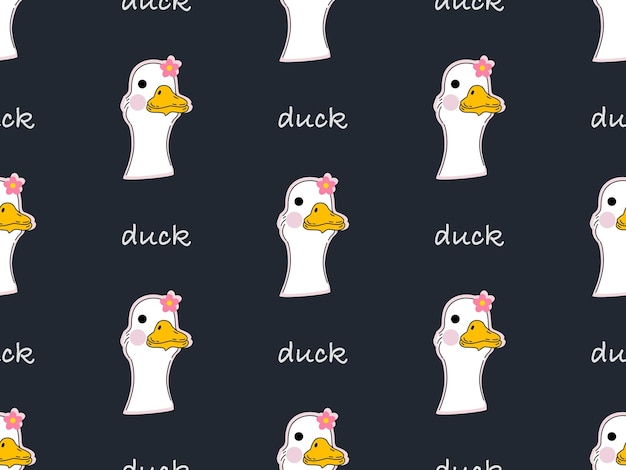 Vector duck cartoon character seamless pattern on blue background