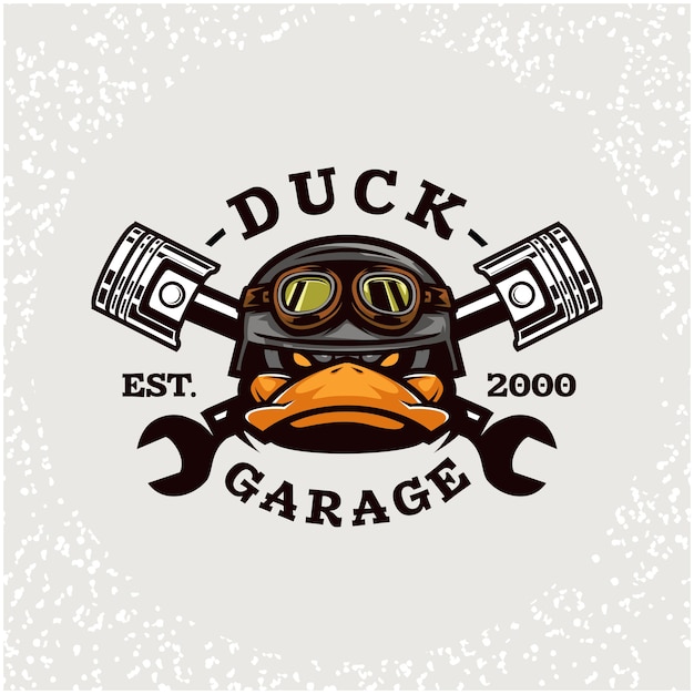 Duck head auto repair and custom garage  logo.