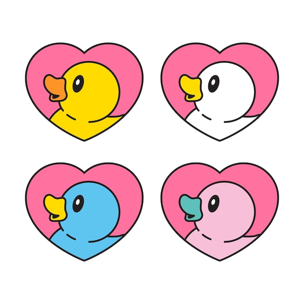 duck heart icon cartoon valentine