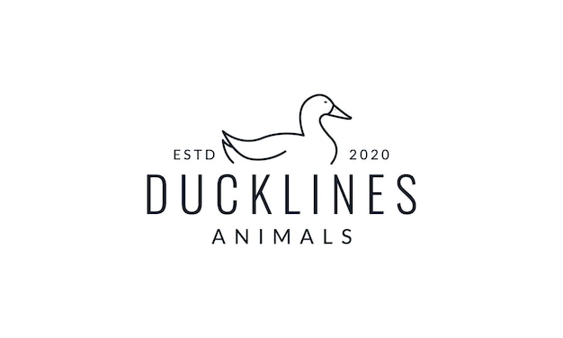 Duck  line simple minimalist logo vector icon illustration design