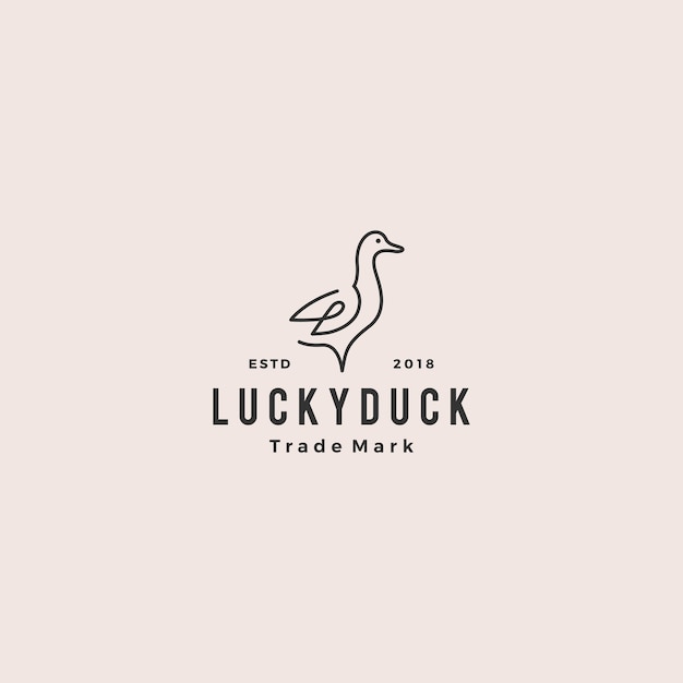 Duck logo vector icon line outline monoline illustration