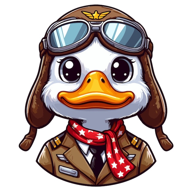 Duck pilot Cartoon Mascot Illustration of duck cartoon