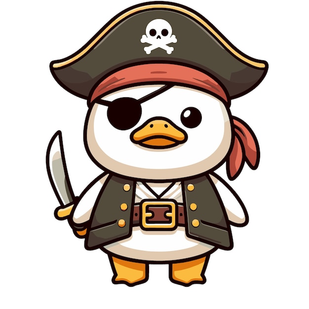 Duck pirates of the caribbean Cartoon Mascot Illustration of duck cartoon