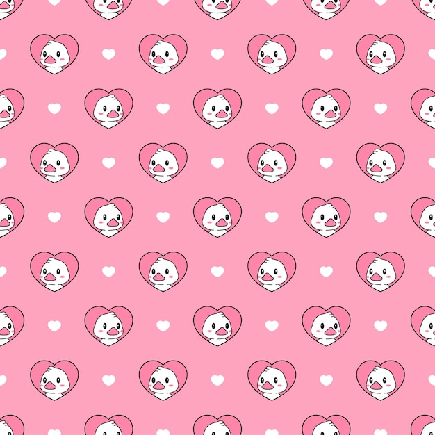 duck seamless pattern heart valentine cartoon