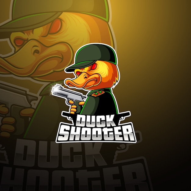 Duck shooter esport mascot logo design