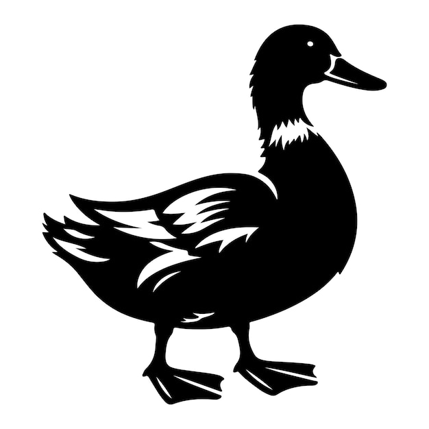 Duck silhouette vector syleblack duck design with white background