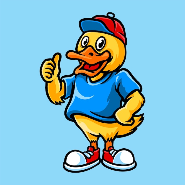 duck thumbs up cartoon icon logo vector