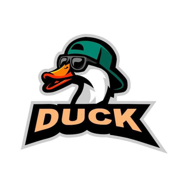 Vector duck wearing hat cool mascot