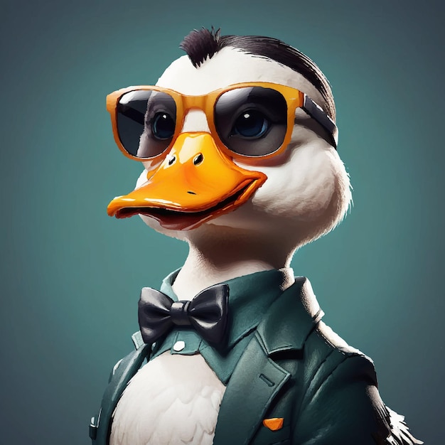 Duck wearing sunglasses and a jacket with a jacket duck