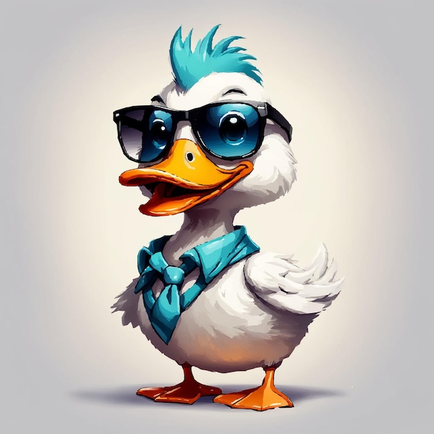 Vector duck wearing sunglasses and a jacket with a jacket duck