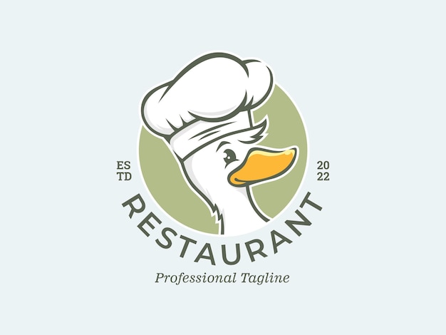 Duck with Chef Hat Cartoon Badge Logo Template