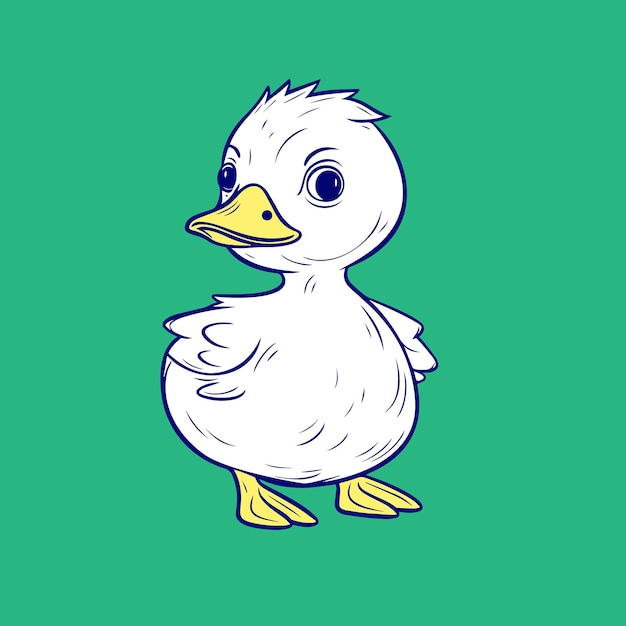 A duck with a green background