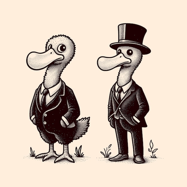 Vector a duck with a hat and a suit on it