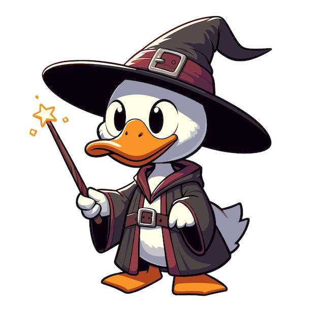 Duck wizard Cartoon Mascot Illustration of duck cartoon