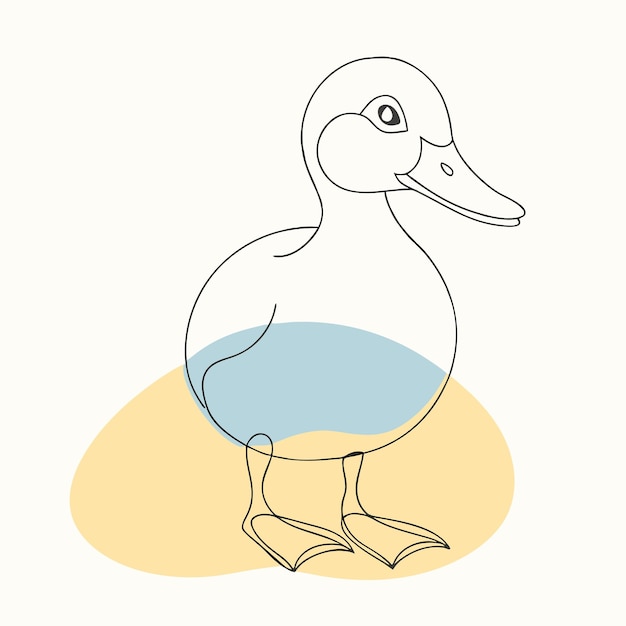 Vector duckling drawing by continuous line art isolated white background 2