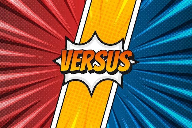 Duel comic book style versus background with rays