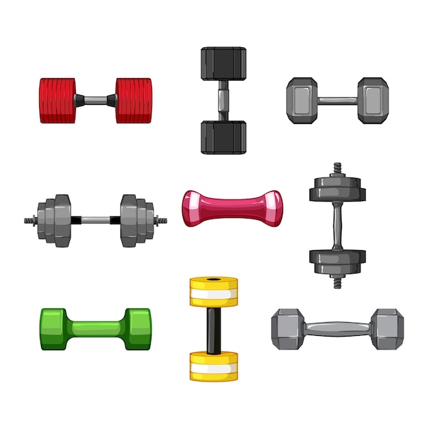 Dumbbell set cartoon vector illustration