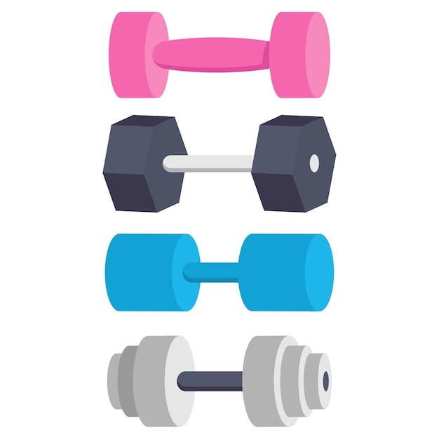 Dumbbells for exercise  cartoon set isolated on a white background.