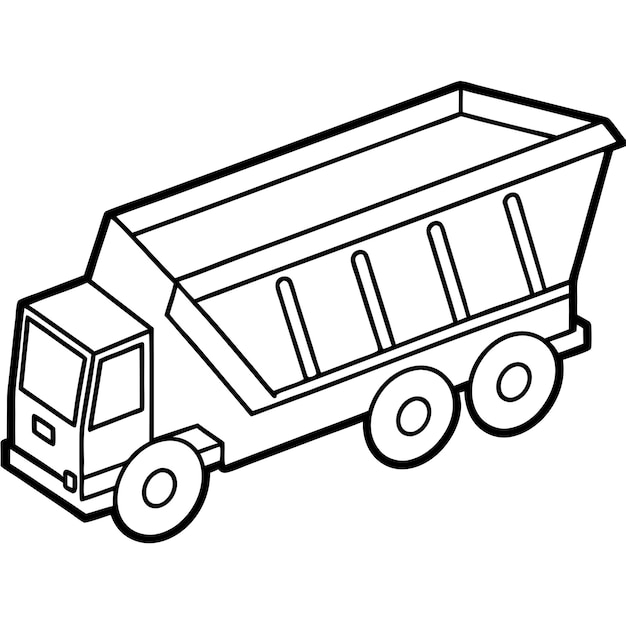 Vector dump trailer machine outline coloring book page line art drawing