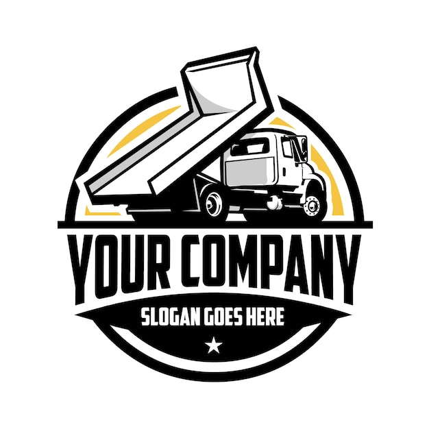 Dump truck company logo badge vector. Best for trucking and freight related industry