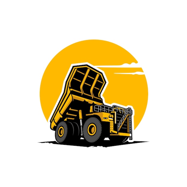 dump truck, earth mover illustration logo vector