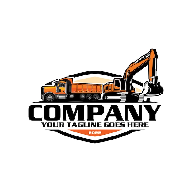 dump truck and excavator logo